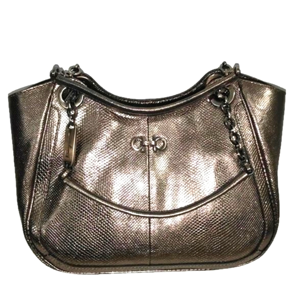 Salvatore Ferragamo Betulla In Metallic Lizard Bag